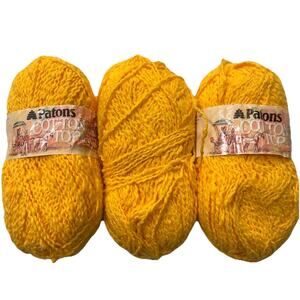 Lot of 3 Patons Cotton Top Yarn Skeins Color #6444 Yellow 50g 1 3/4 Oz Vtg NOS